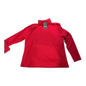 Ficerd Red Ribbed Knit Turtleneck Long Sleeve Top Plus Size 4XL NEW